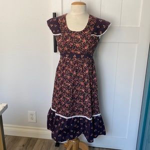 Vintage Floral Praire Cottagecore Midi Dress